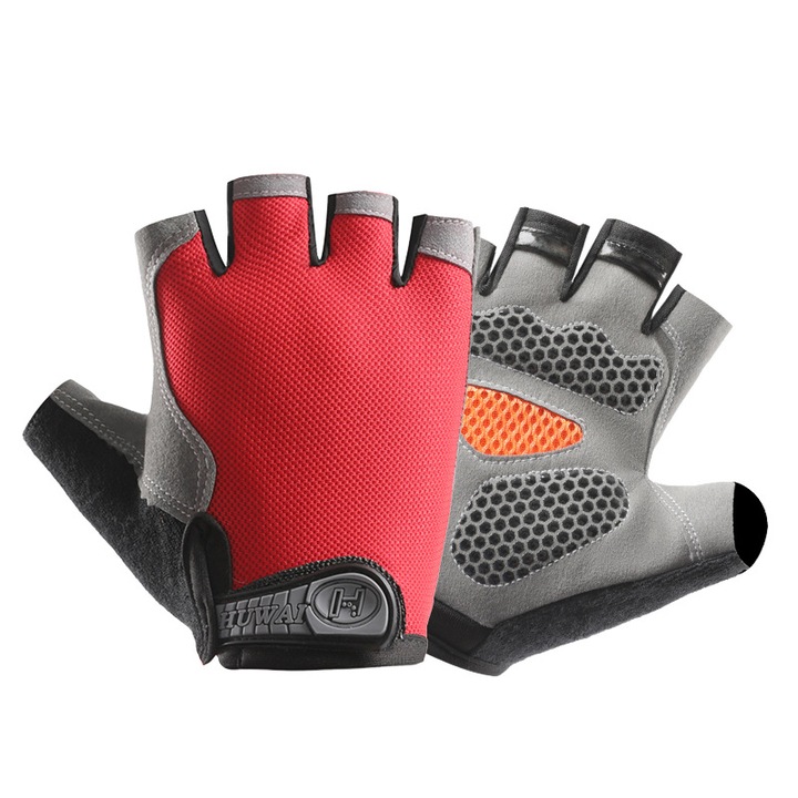 Manusi Sport, HUWAI, Silicon/Microfibra, Rosu/Gri, XL