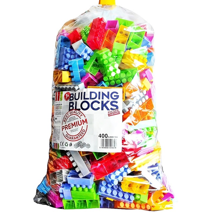 Set Blocuri Mari de Constructie Interactive din Plastic cu 400 de Piese, Multicolor