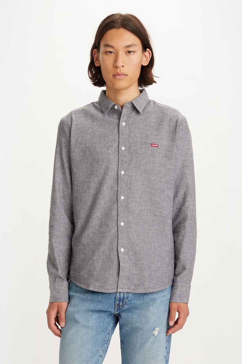Levi's, Camasa uni slim fit, Gri melange, S