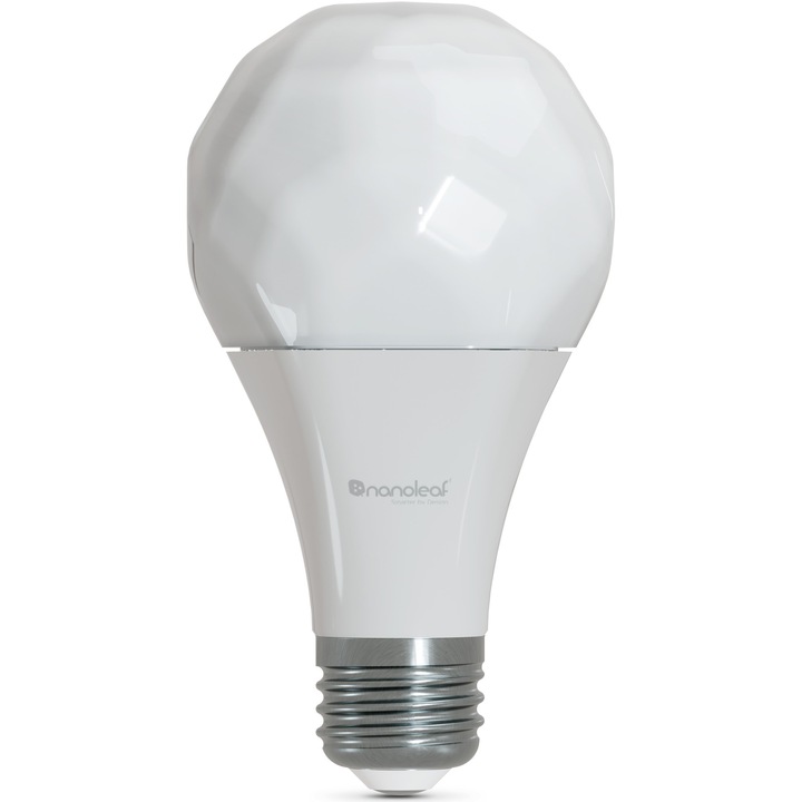 Nanoleaf Essentials Smart RGBCW LED крушка, Bluetooth, Matter compatible, A60, E27, 9W (60W), 806 lm, бяла и цветна светлина (2700-6500K), енергиен клас F