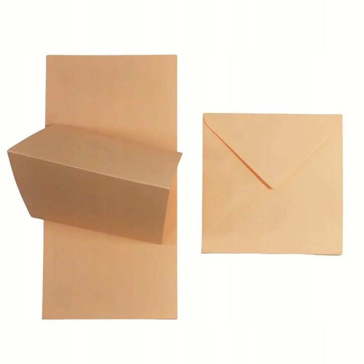 Set cu pliere Rainbow hartie 160g somon + plicuri patrate K4 14x14 80g 25 buc