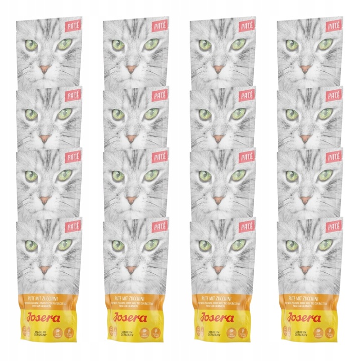 Set plicuri Pate de curcan cu dovlecel Josera pentru pisici, 16x85 g