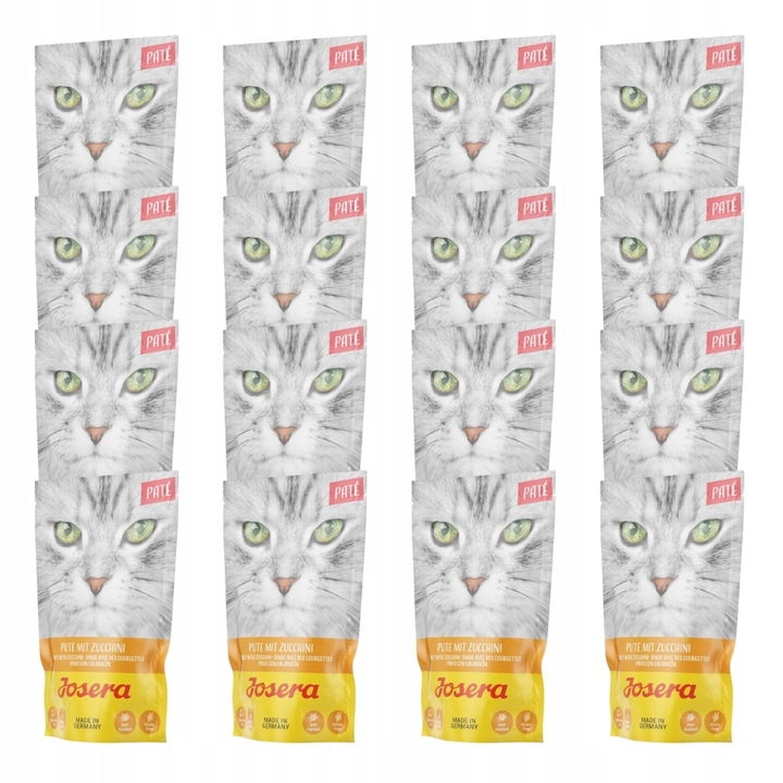 Set plicuri Pate de curcan cu dovlecel Josera pentru pisici, 16x85 g