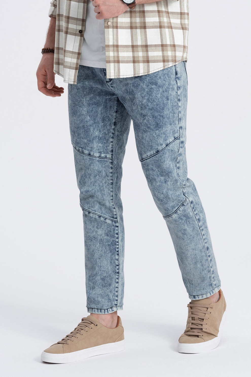 OMBRE, Blugi slim fit cu buzunare, Albastru deschis, S