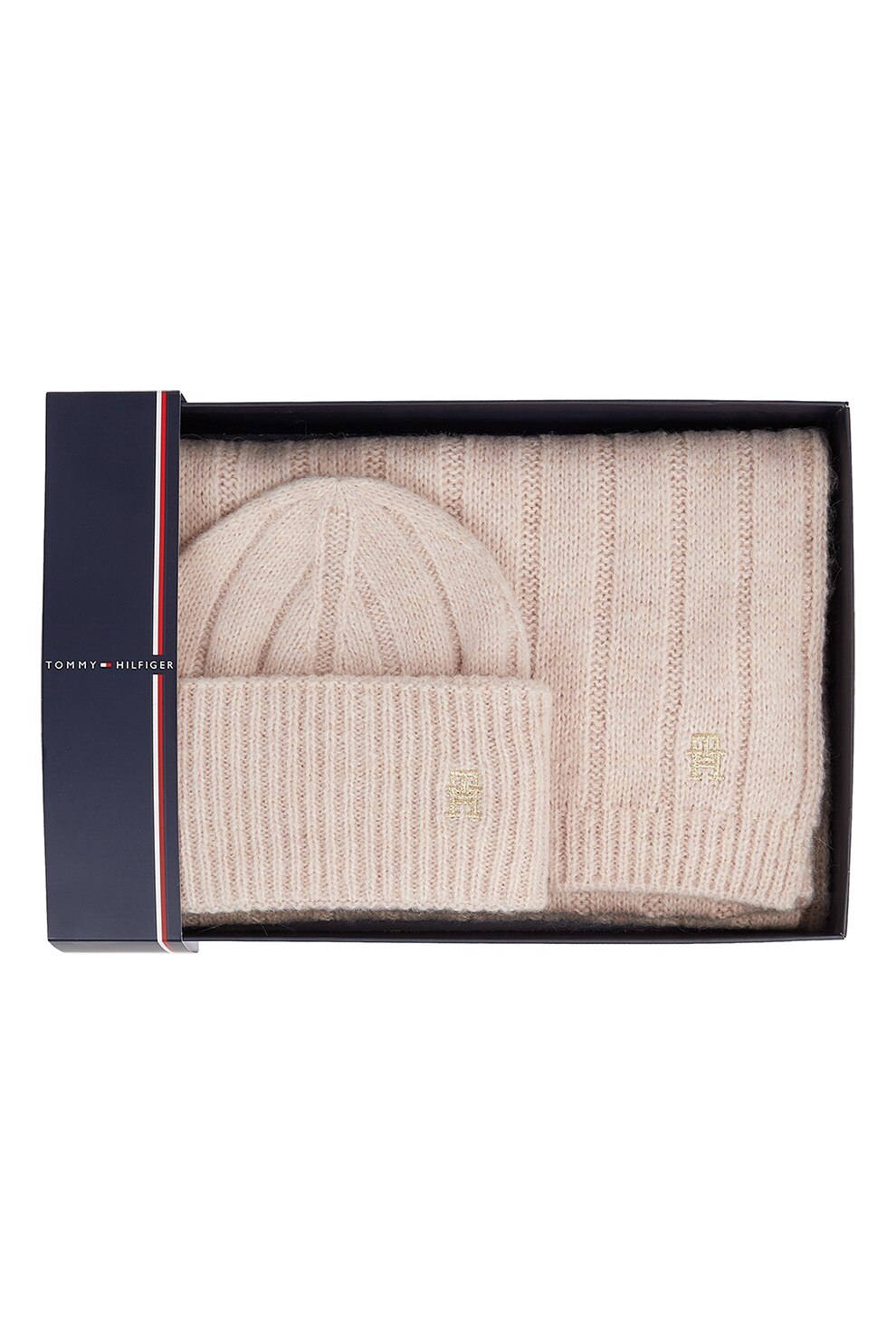 Tommy Hilfiger, Set de caciula si fular, Roz pal - eMAG.ro