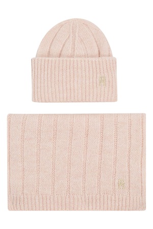 Tommy Hilfiger, Set de caciula si fular, Roz pal - eMAG.ro