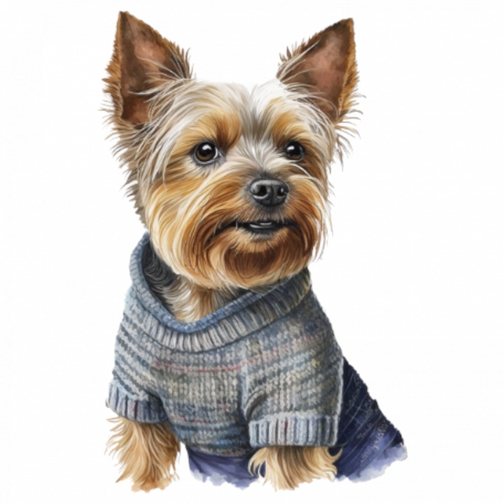 Set 5 bucati, Sticker decorativ, Caine rasa Yorkshire Terrier, Rezistent la apa, NO8707, 6 cm, Multicolor