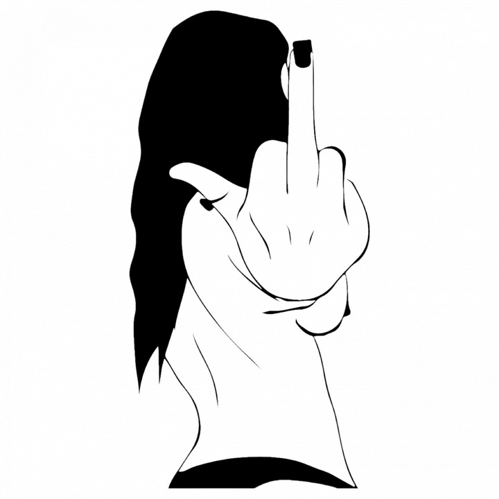 Set 5 bucati, Sticker decorativ, Fata arata din spate un semn obscen, Rezistent la apa, NO9235, 6 cm, Multicolor