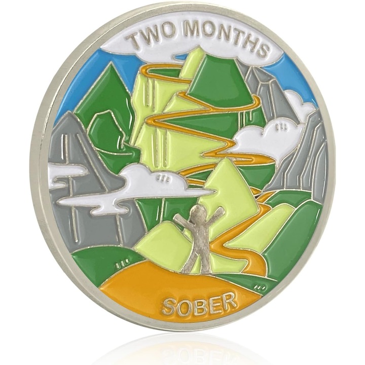 Monede de sobrietate de 2 luni, Aliaj de zinc, Multicolor