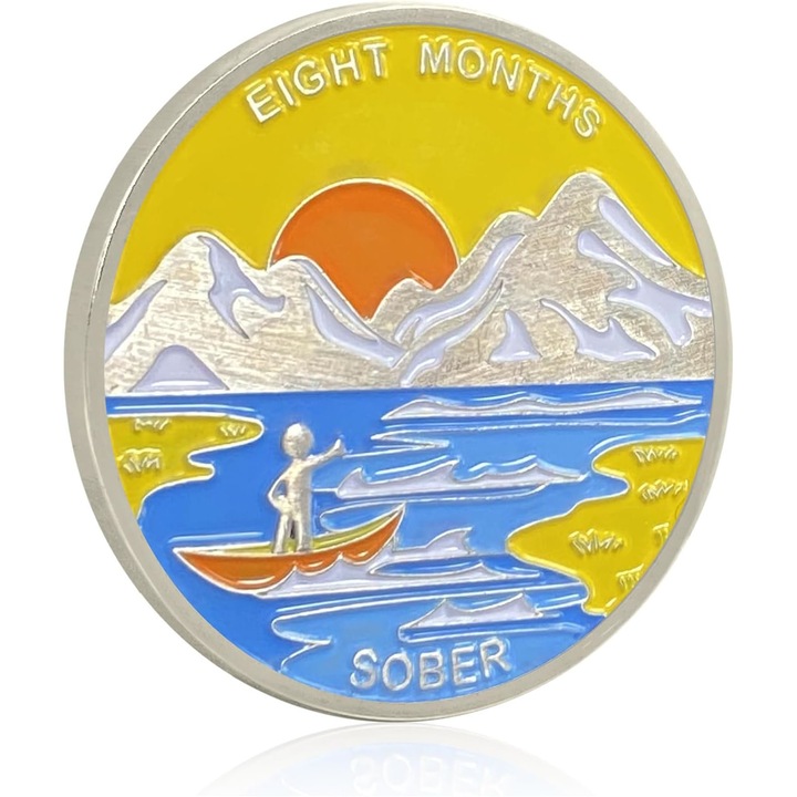 Moneda de sobrietate de 8 luni, Aliaj de zinc, Multicolor