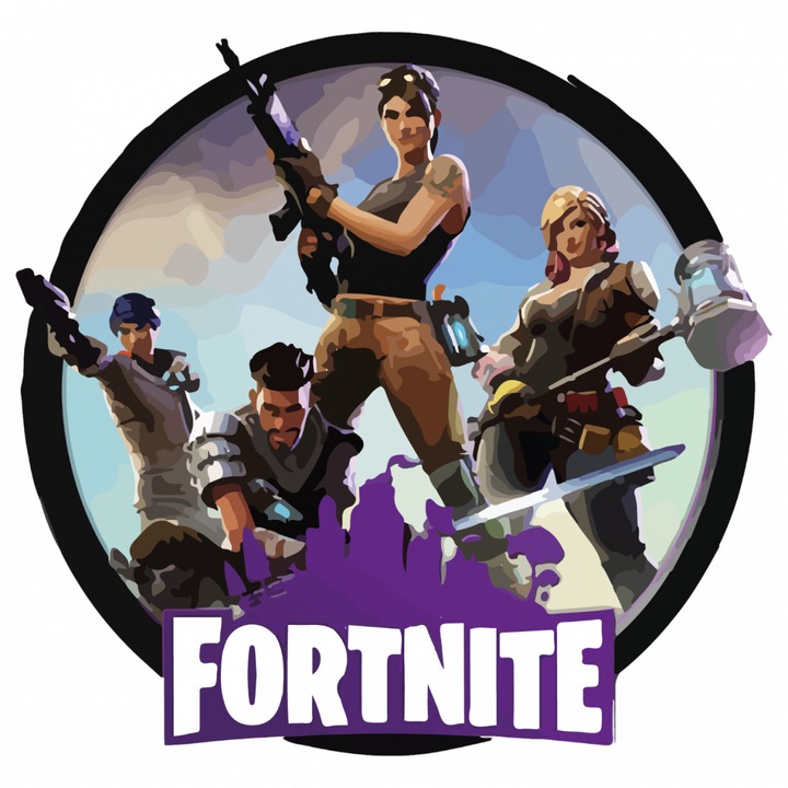 Комплект от 5 бр Декоративен стикер, Fortnite team, Водоустойчив, NO9334, 6 см, Многоцветен