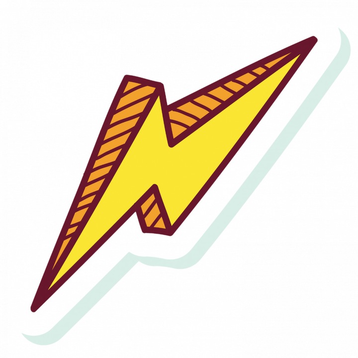 Set 5 bucati, Sticker decorativ, Fulger, Rezistent la apa, NO9385, 6 cm, Multicolor