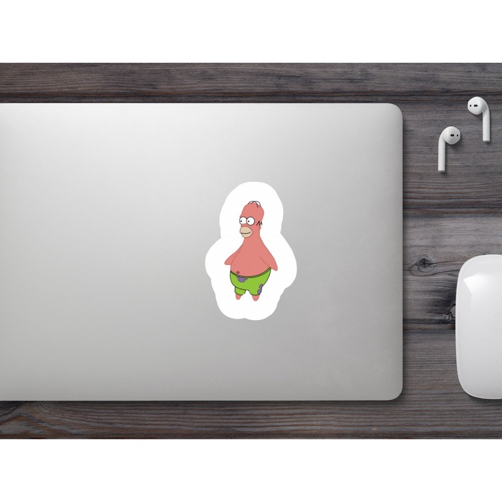 Комплект от 4, Декоративен стикер, Мем Патрик Симпсън, Водоустойчив, NO10040, 10 см, Многоцветен