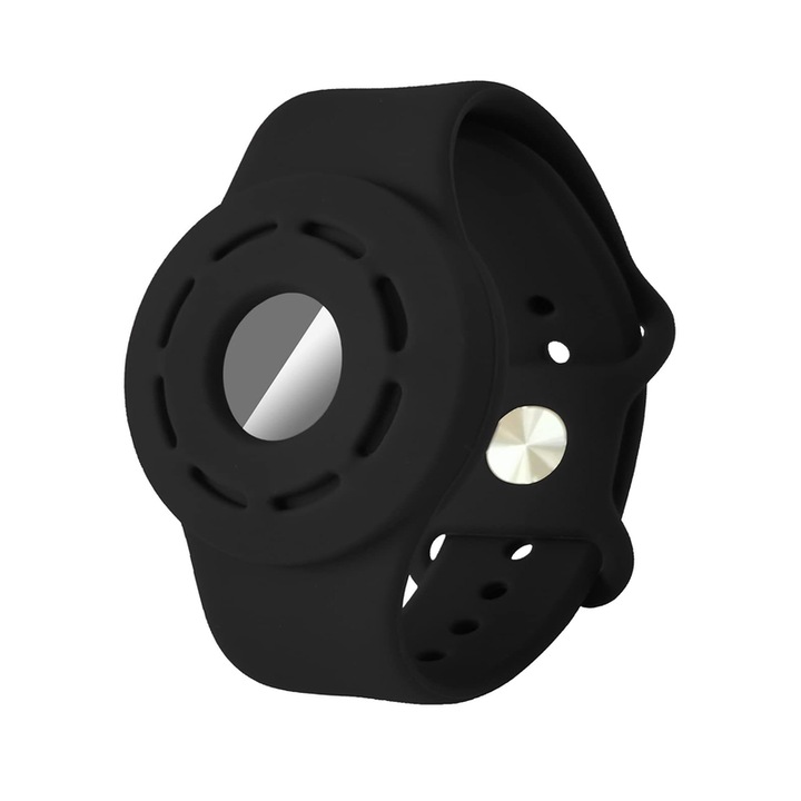 Husa de protectie tip bratara, Pentru Airtag, Silicon, 275x40x11mm, Negru