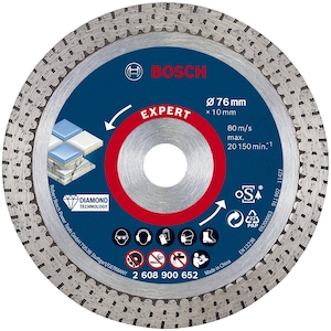 Disc de taiere diamantat Bosch Expert HardCeramic 2608900652, 76x1.5x10 mm, alezaj 10 mm