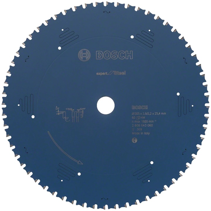 Panza de fierastrau circular Bosch Expert for Steel 2608643060, 305x25.4x2.6 mm dimensiune, 60 dinti