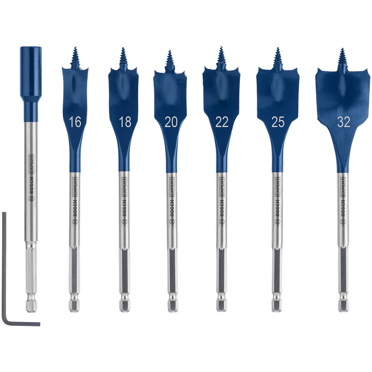 Set de 7 burghie plate pentru lemn Bosch Expert Self Cut Speed 2608900334, 16; 18; 20; 22; 25; 32 mm diametru