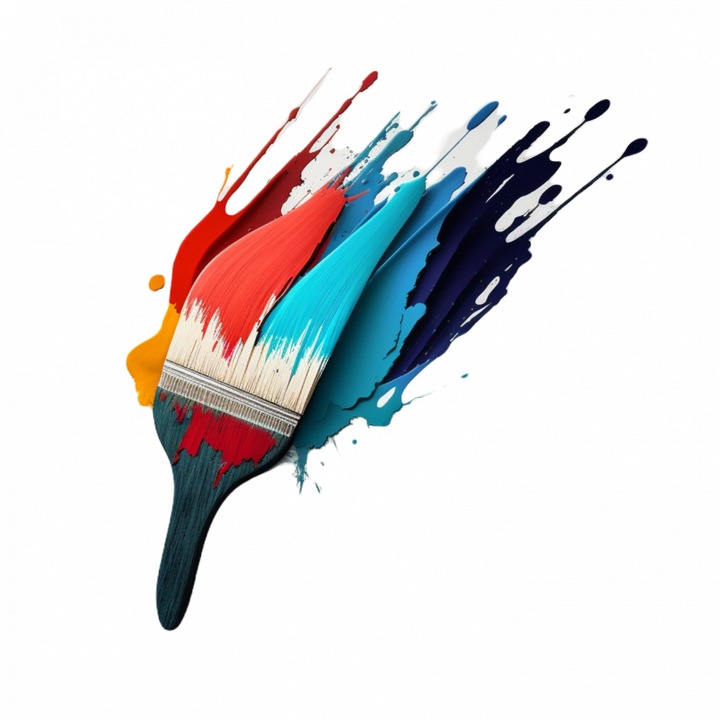 Set 5 bucati, Sticker decorativ, Pensula cu vopsele pastel, Rezistent la apa, NO10141, 6 cm, Multicolor