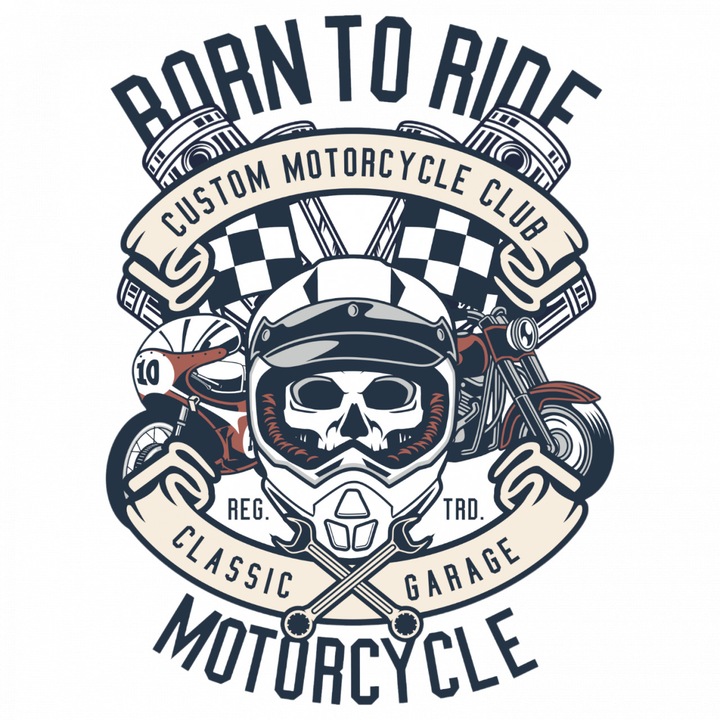 Set 5 bucati, Sticker decorativ, Born to ride motorcycle, Rezistent la apa, NO8633, 6 cm, Multicolor