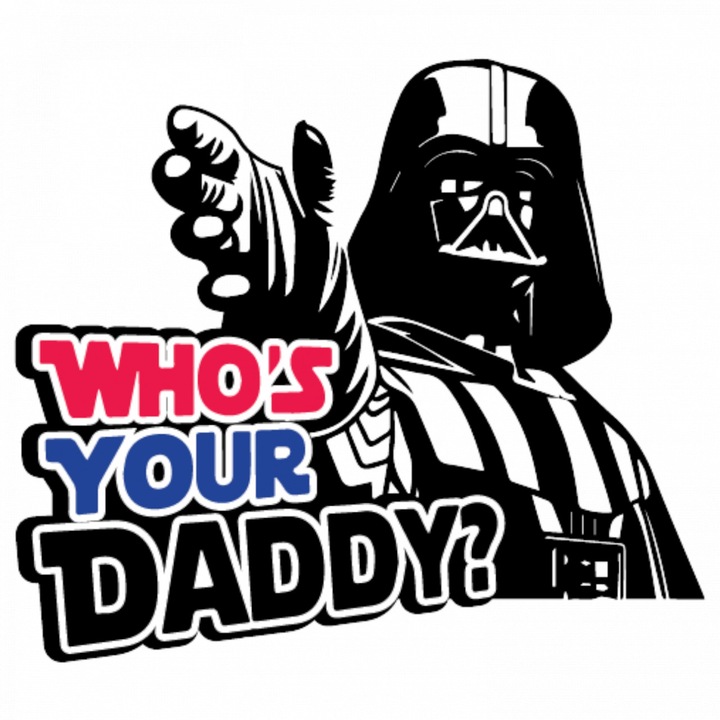 Set 4 bucati, Sticker decorativ, Star Wars Darth Vader Who's your daddy, Rezistent la apa, NO8496, 10 cm, Multicolor