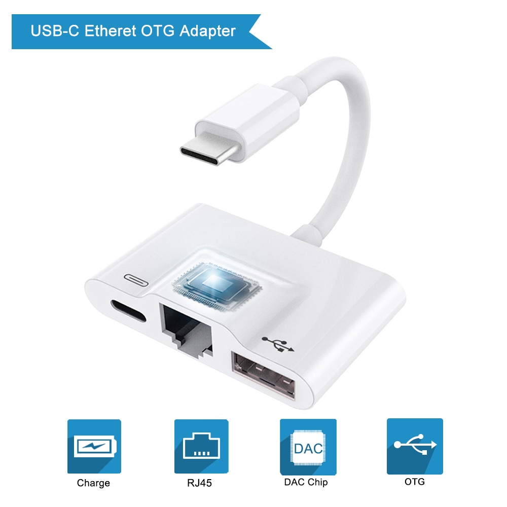 Adaptor OTG 3 in 1 Lightning la USB, Port de Incarcare, Rj 45 ...