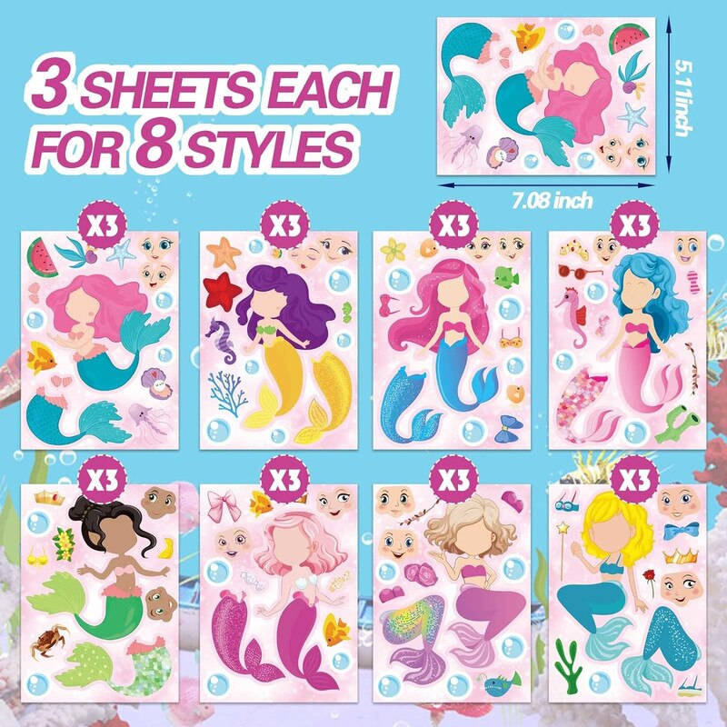 Set Stickere decorative, Model Sirene, 24 Coli, Multicolor - eMAG.ro