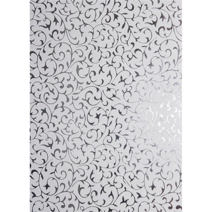 Fehér díszpapír - ezüst csipke 18x25 db. 5