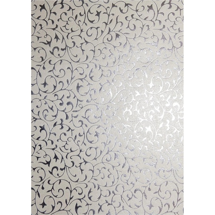 Hartie decorativa metalizata ecru - dantela argintie 18x25 buc. 5