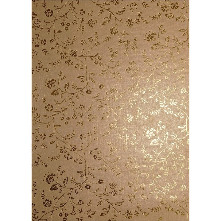 Hartie decorativa metalizata auriu - auriu flori 18x25 buc. 5
