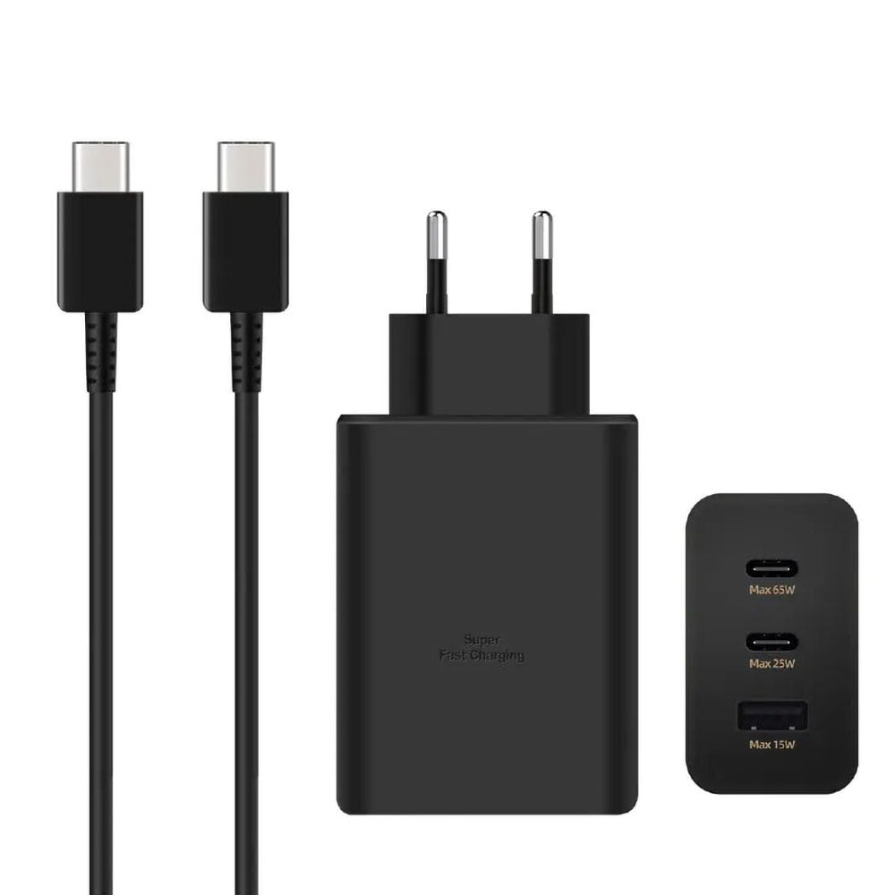Incarcator Super Fast Charge, 65W, 3 porturi, USB TypeC, compatibil cu Samsung, Huawei, iPhone