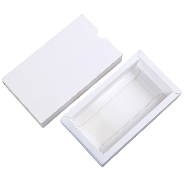 Комплект от 50 правоъгълни хартиени кутии с чекмеджета, Createur, бели - 19x14x5.2cm