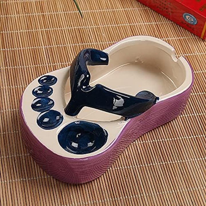 Kerámia hamutartó, flip-flop design, fedél nélkül, fehér, 12x8x3cm
