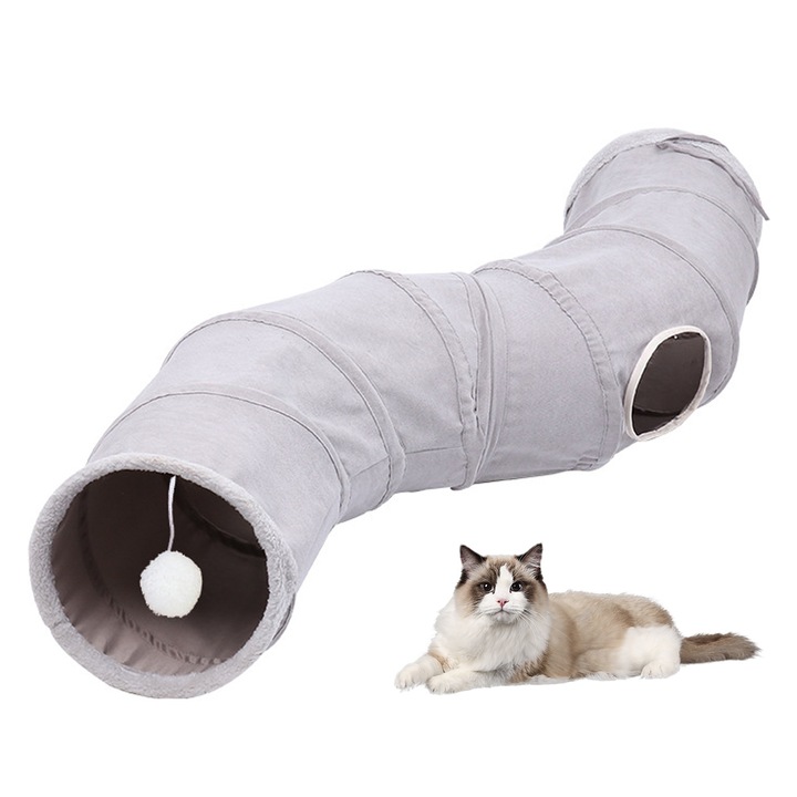 Тунел за котки, Сив, 120x25 см