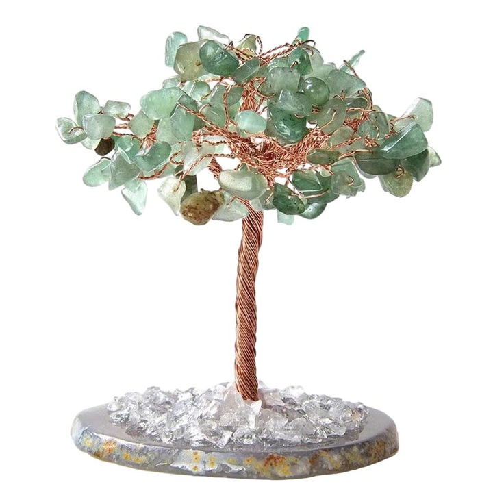 Dekoratív bonsai, Jormftte, kristály/acél, 10 cm, zöld