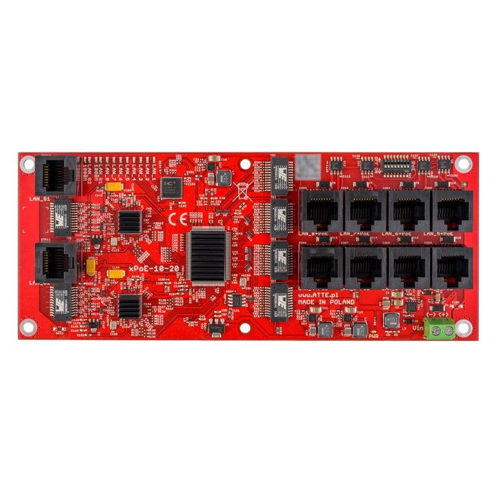 Kapcsoló, Atte, PoE, 10 port, piros