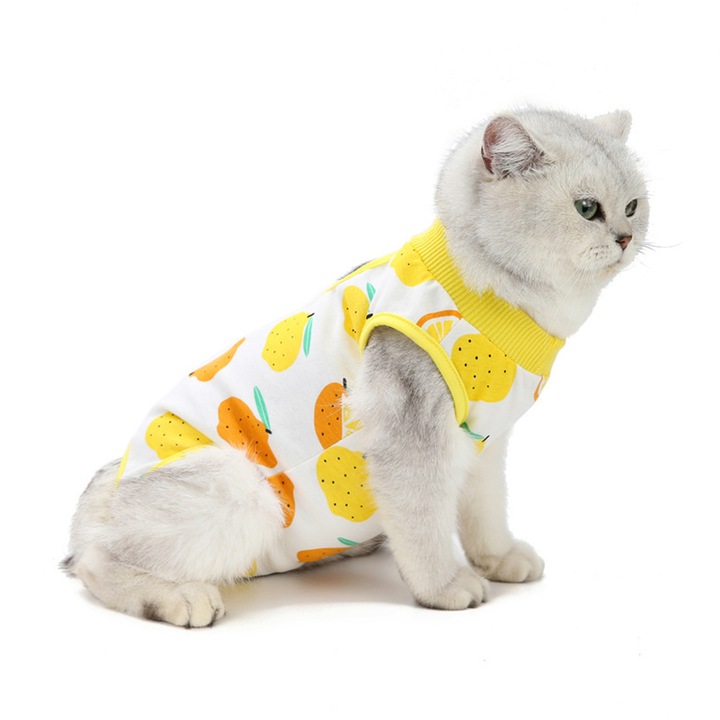 Следоперативни санитарни гащеризони за котки, QttvbTna, Жълт, L