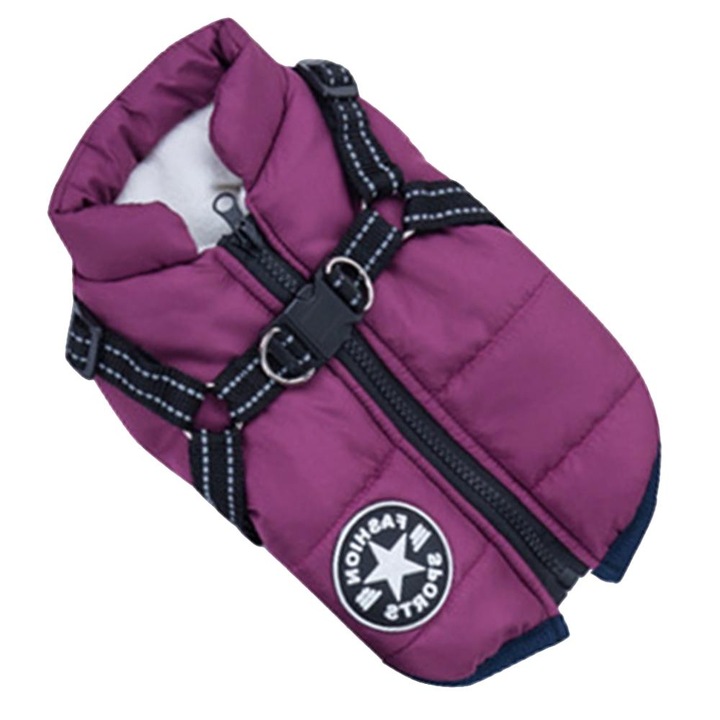 Зимна жилетка за кучета, QttvbTna, Памук, Лилаво, M