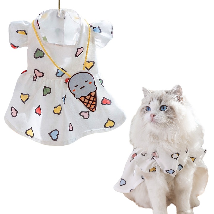 Rochita pentru caini/pisici, bumbac, alba, marime M