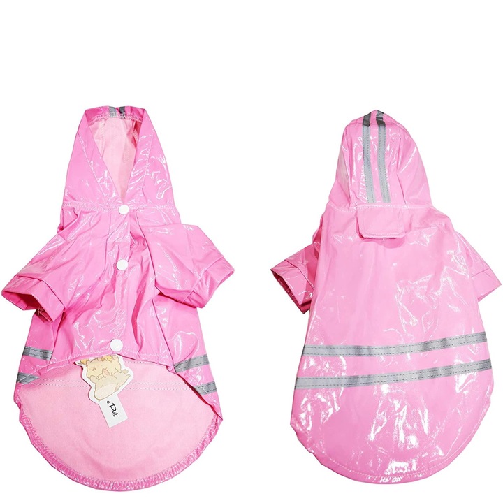 Дъждобран за домашни любимци, QttvbTna, Водоустойчив, Розов, XL