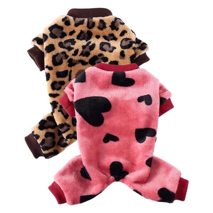 Комплект 2 пижами за кучета, QttvbTna, Памук, Многоцветни, L