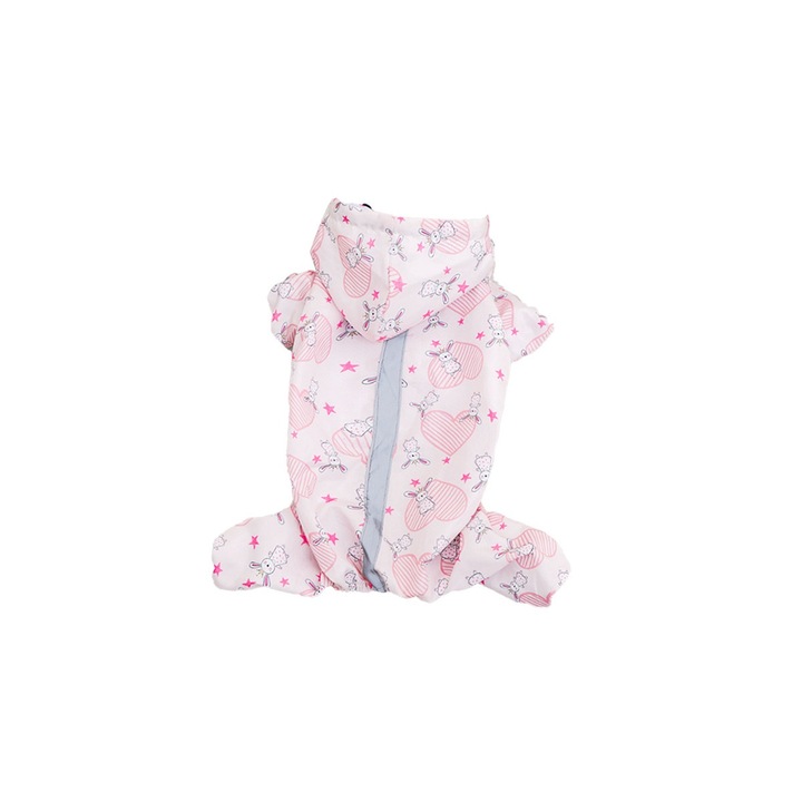 Дъждобран за кучета, QttvbTna, Полиестер, Розов, XL