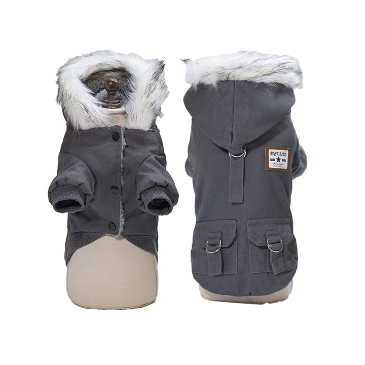 Яке за кучета QttvbTna, Зимно, Памук, Сиво, M