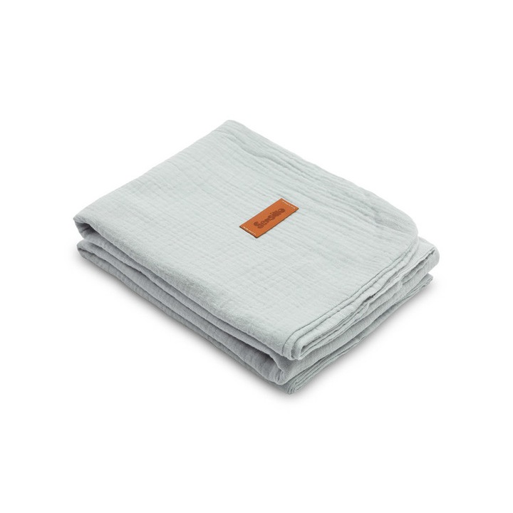 Бебешко одеяло от муселин, Sensillo, памук, сиво, 75x100см