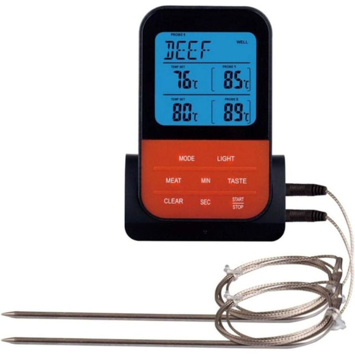 Термометър за месо, KkvoGmle, Пластмаса, Дигитален дисплей, Червен/Черен