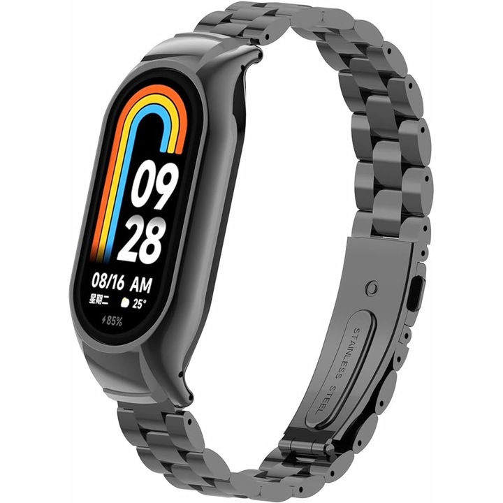 Fém karkötő Xiaomi Mi Band 8 okosórához - fekete