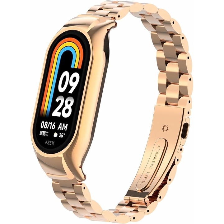 Fém karkötő Xiaomi Mi Band 8 okosórához - Rose Gold
