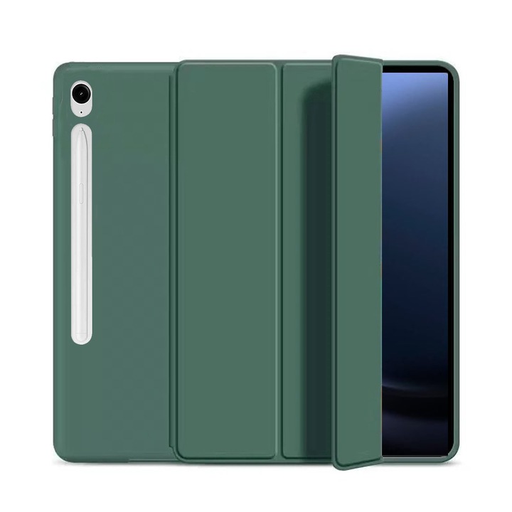 Ultra vékony tok, Samsung Galaxy Tab S9 FE 10,9″, TPU Smart Cover - sötétzöld