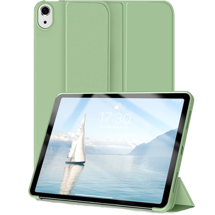 Ultra vékony tok, Apple iPad Air 5/4 10,9 hüvelykes, TPU Smart Cover - menta zöld