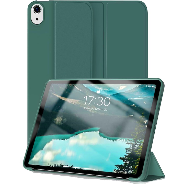 Ultra vékony tok, Apple iPad Air 5/4 10,9 hüvelykes, TPU Smart Cover - sötétzöld