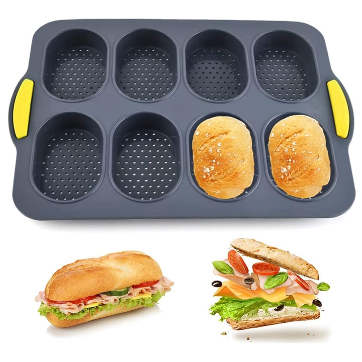 Szilikon kenyérsütő tepsi, szilikon, fekete